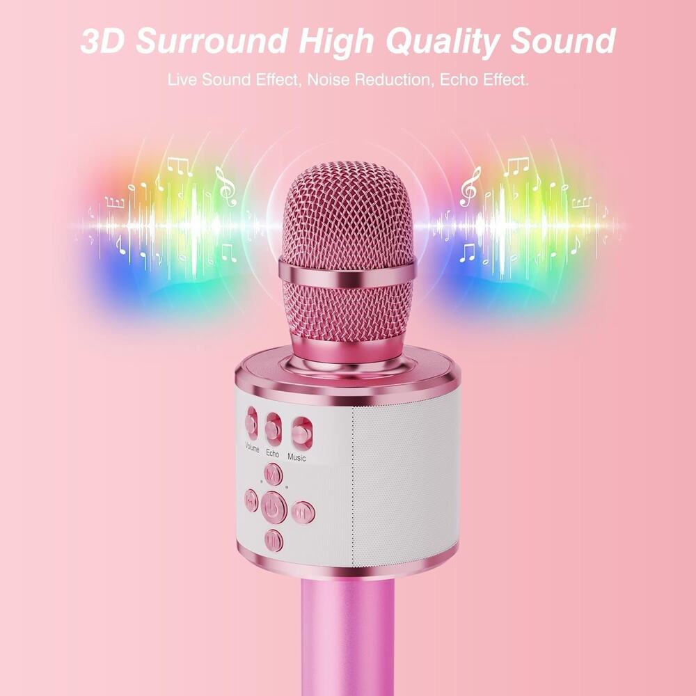 BONAOK Karaoke Microphone For Kids & Adults - Bluetooth Microphones Singing Mic - Picture 4 of 14